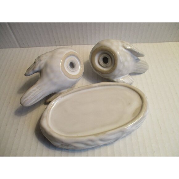 *Love Bird Doves Salt and Pepper Set Cream Ceramic w Nest Base - Picture 3 of 6